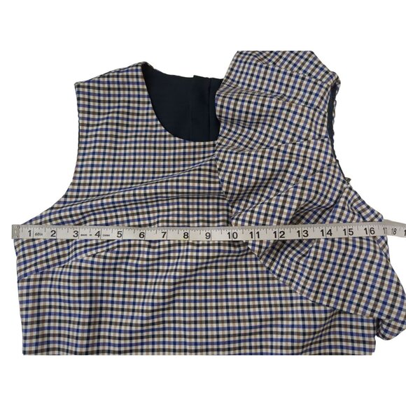 Banana Republic Sheath Dress Womens 4 Blue Brown Plaid Preppy Chic Career - Picture 11 of 12